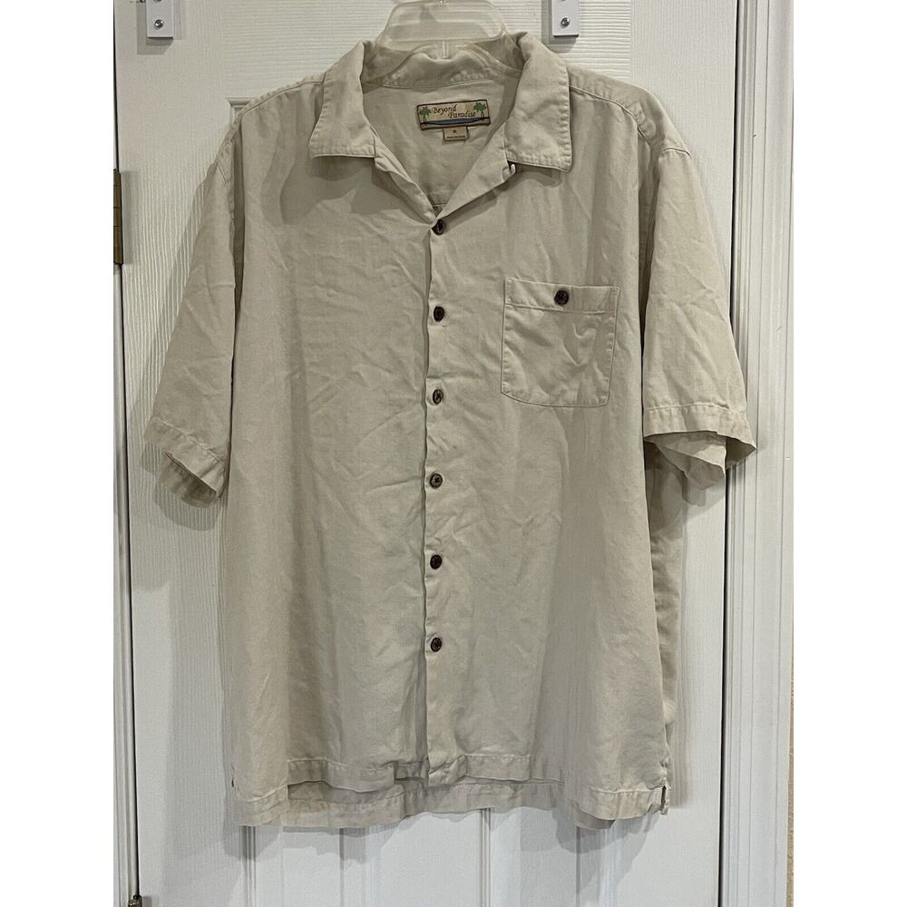 Beyond Paradise Mens Short Sleeve Button Up Shirt Size XL
